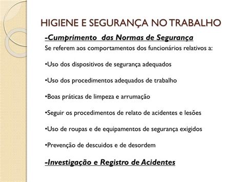 Ppt Higiene E Segurança No Trabalho Powerpoint Presentation Id4085793