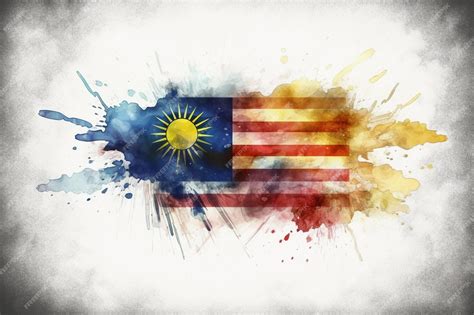 Premium Photo | Watercolor painting flag of malaysia hand drawing brush ...