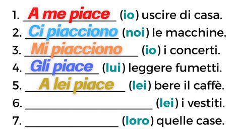 Italian How To Form And Use PIACE PIACCIONO A Me Piace Mi Piace A2