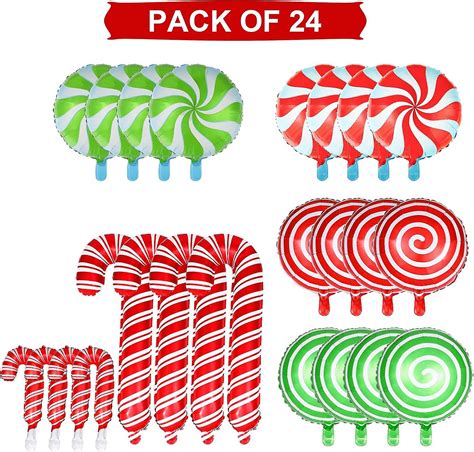 The Best 24 Pieces Christmas Candy Foil Balloons Christmas Candy Cane