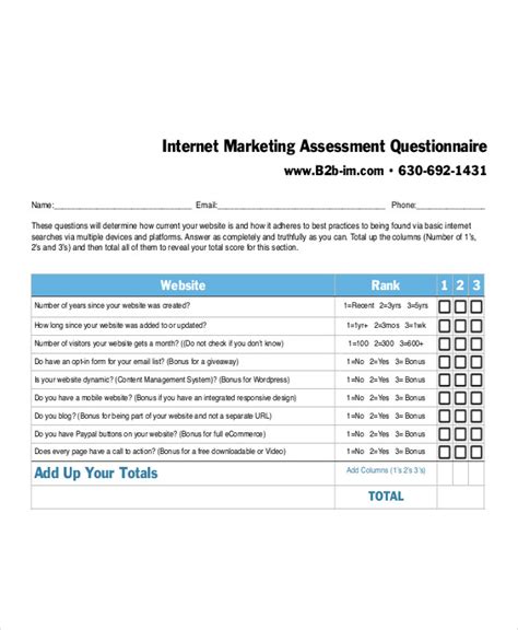 Marketing Questionnaire 7 Examples Format Pdf