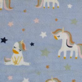 Tissu Douillette Licorne Et Toiles Bleu