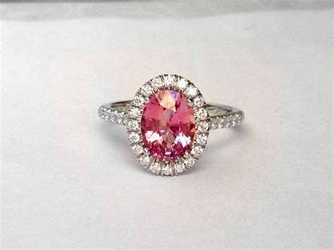 Natural Padparadscha Sapphire 2 50 Carats Set In Platinum Ring With 0