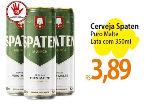 Cerveja Spaten Puro Malte Lata 350ml oferta na Atacadão