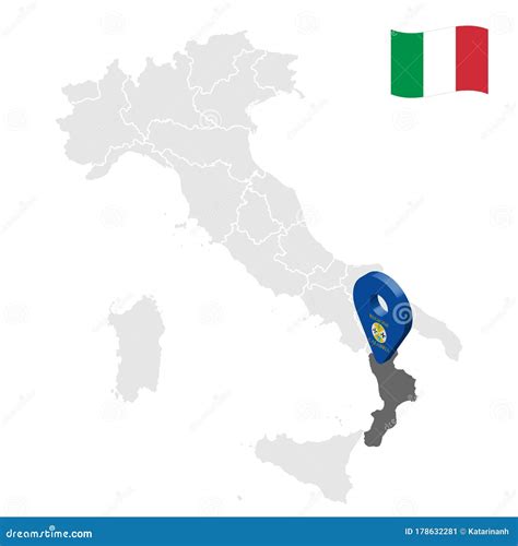 Location Region Calabria on Map Italy. 3d Calabria Location Sign
