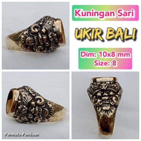 Jual Cincin Emban Batu Akik Dan Permata Kuningan Perunggu 09 Shopee