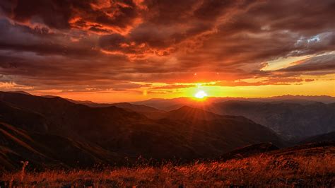 X Sunset Landscape Mountains Clouds K Laptop Full Hd P Hd