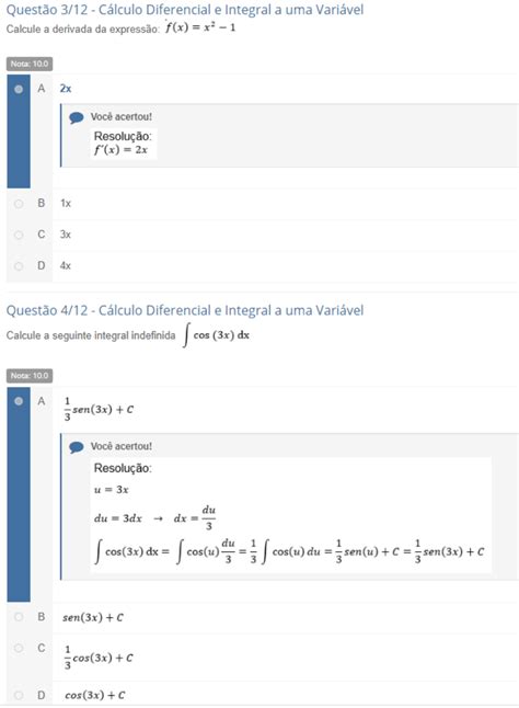 Prova Objetiva 80 Calculo Diferencial E Integral A Uma Variavel