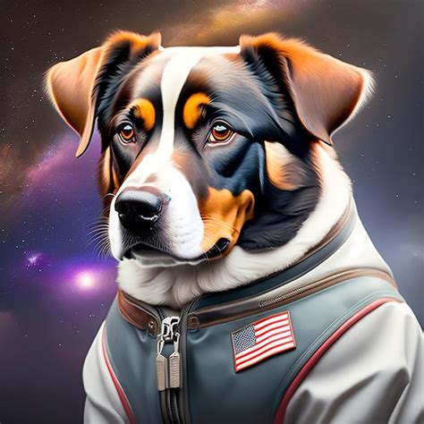 Premium AI Image | A painting of a dog wearing a space suit with the ...