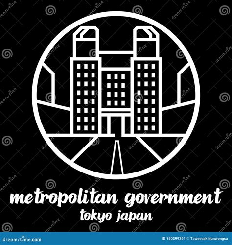 Circle Icon Line Tokyo Metropolitan Government Building Vector