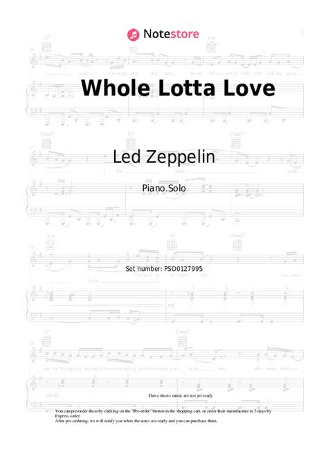 Whole Lotta Love Piano Sheet Music Led Zeppelin In Note Store