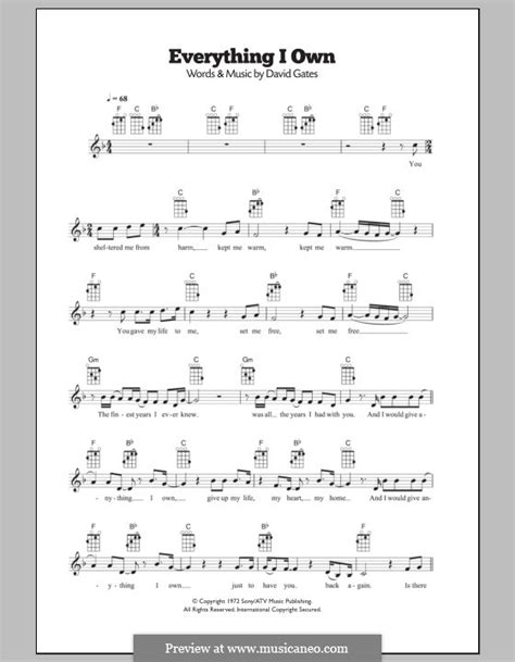 Everything I Own (Bread) by D. Gates - sheet music on MusicaNeo