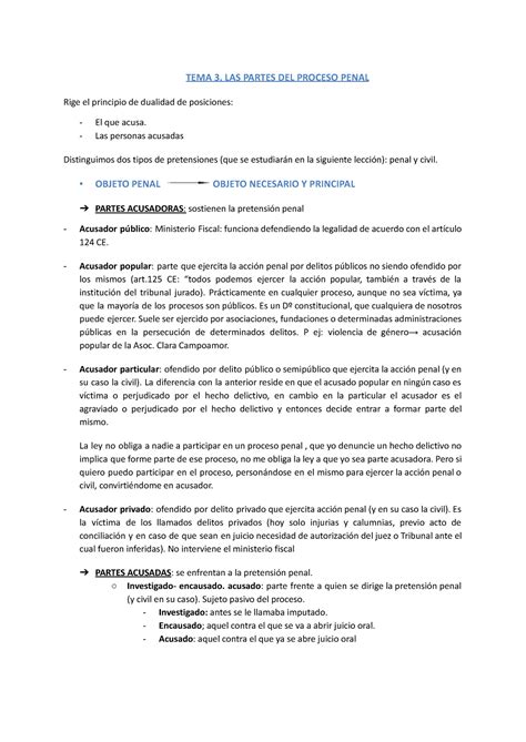 Tema 3 Las Partes Del Proceso Penaldocx Tema 3 Las Partes Del