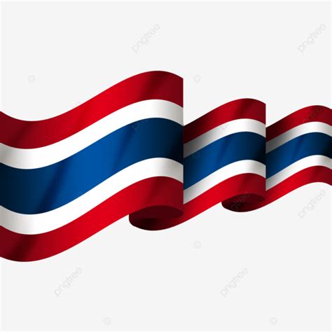 Flag Thailand Independence Country Nation Ribbon Fluttering Flag