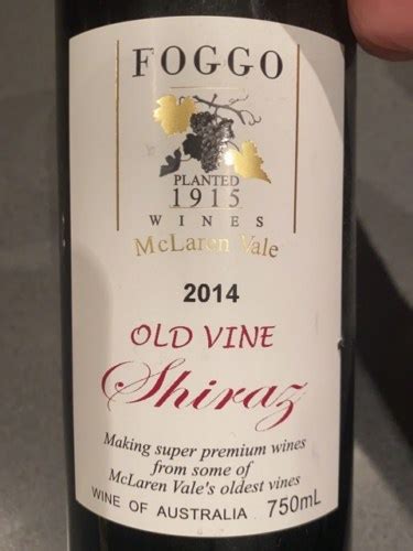 Foggo Old Vine Shiraz Vivino Australia