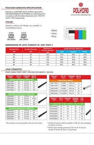 Polycab Black And White Pvc Conduit Pipes For Commercial Size Mm