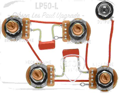 920d Custom Les Paul Wiring Harness With 3 Way Switch And 4 Long Shaft Pots Sweetwater