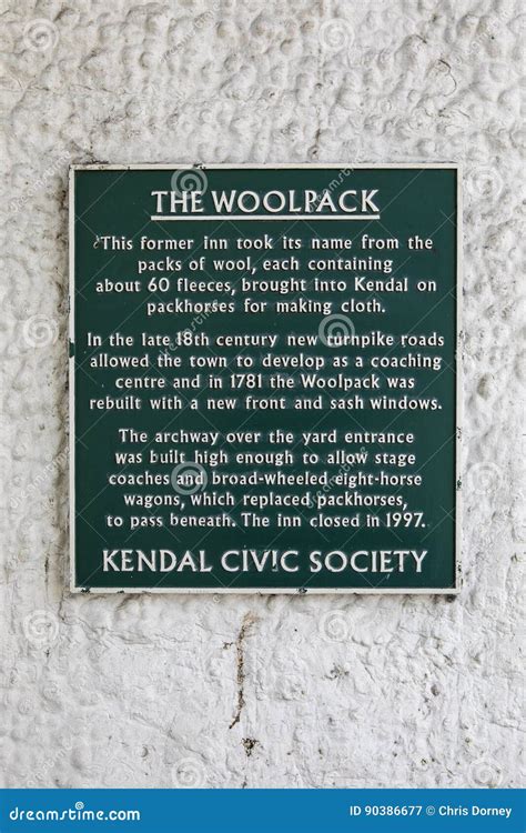 The Woolpack Plaque in Kendal Editorial Photography - Image of monument, england: 90386677