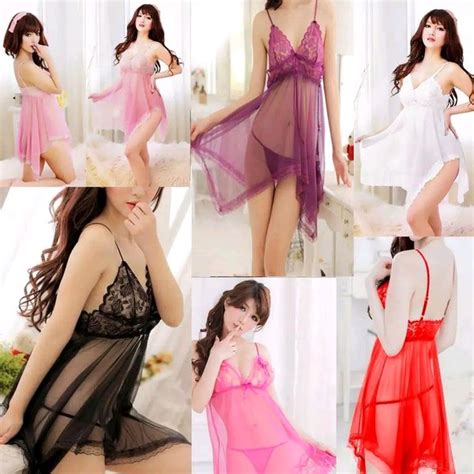 Jual Lingerie Cewe Sexy Baju Tidur Lace Transparant Free G String Di