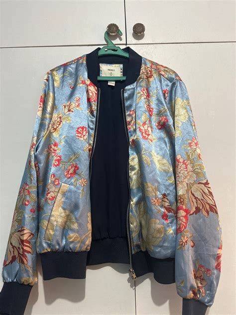 F21 Floral Satin Bomber Jacket Womens Fashion Coats Jackets And