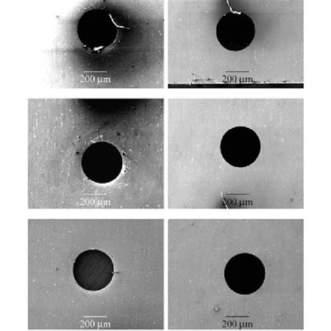 Sem Images Of The Micro Holes At The Entry And Exit At V Khz