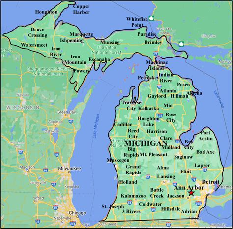 Free Printable Michigan Map Collection And Other Us State Maps Ruby Printable Map