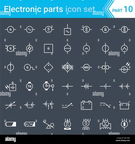 Elettrici Ed Elettronici Di Icone Schema Elettrico I Simboli Generatore Batterie Alimentatori