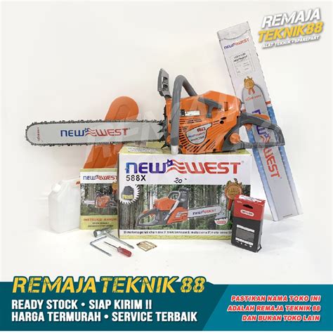 Jual CHAINSAW NEW WEST 588X 20INCH 38T MESIN GERGAJI KAYU BENSIN