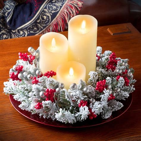 Christmas Candle Garland Rings Flocked Red Fruits Candle Holder Garland Artificial Berries