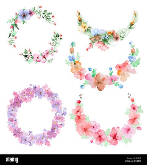 Watercolor Floral Boho Flower Wreath Fotos Und Bildmaterial In Hoher