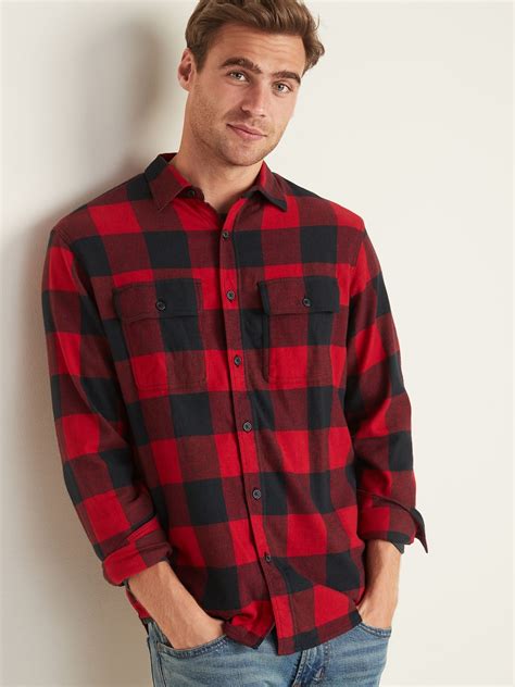 Regular Fit Built In Flex Plaid Flannel Shirt Old Navy Mens Flannel