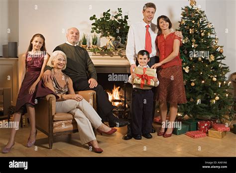 Family portrait at christmas Stock Photo - Alamy