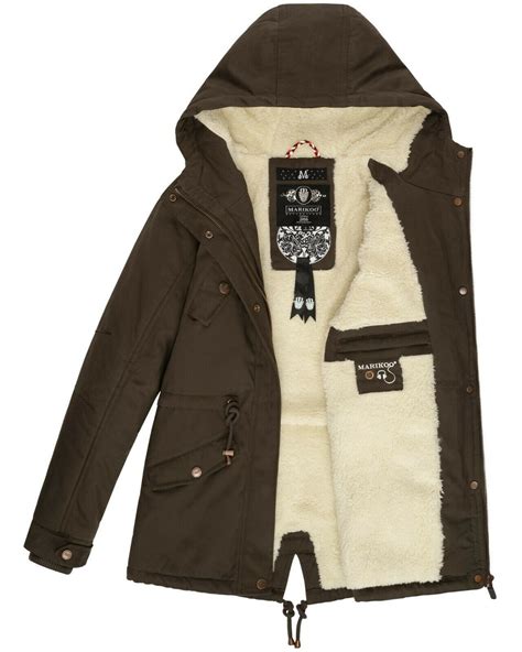 Marikoo Manolya Damen Winter Jacke Fvsf Parka Mantel Teddyfell