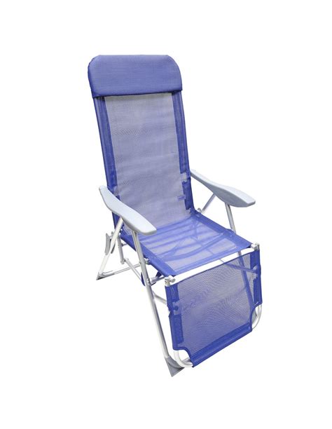 Chaise De Plage En Aluminium Positions Bleu Avec Repose Pieds