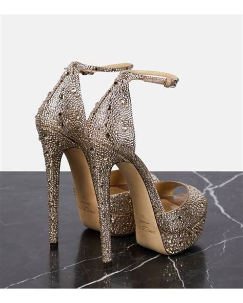 Jimmy Choo Max Embellished Platform Sandals In Natural Lyst