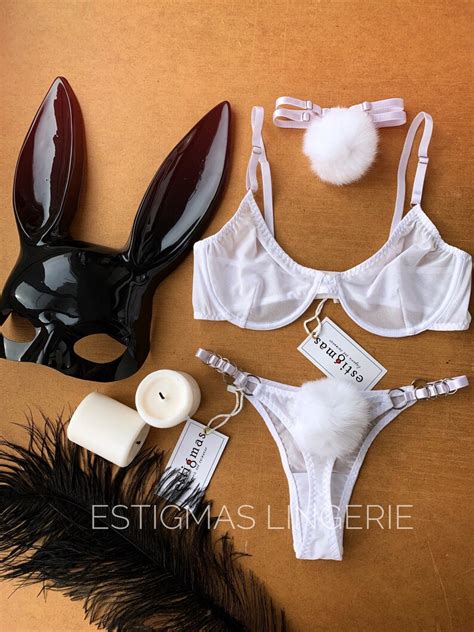 Ensemble de lingerie lingerie blanche modèle de lapin Etsy