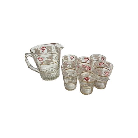 Shop Italian Hand Painted Water Jug And Glasses Set Bazaa