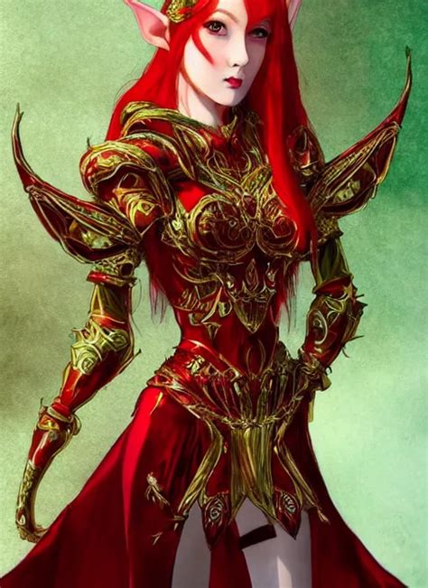 Full Body Portrait Of A Beautiful Red Haired Elven Stable Diffusion