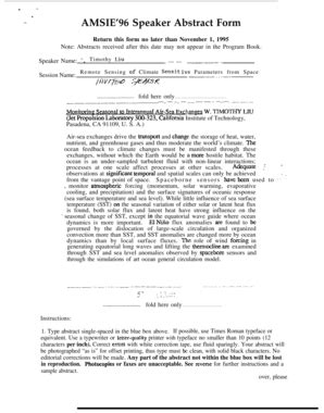 Fillable Online Trs New Jpl Nasa AMSIE 96 Speaker Abstract Form Trs