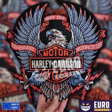 Parche Guila Harley Davidson Legendary Azul Espalda Chaqueta Grande