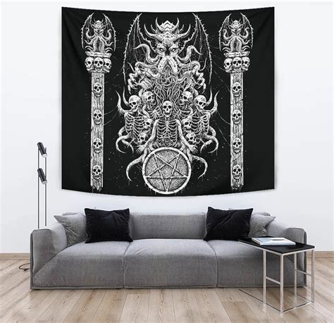 Skull Satanic Pentagram Demon Octopus Shrine Large Wall Decoration