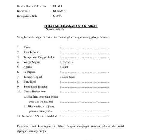 Contoh Surat Nikah Siri 2019 Pdf