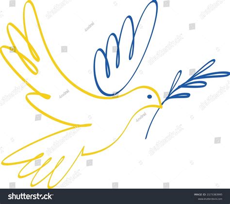 Peace Dove Olive Branch One Continuous Stock Vector Royalty Free