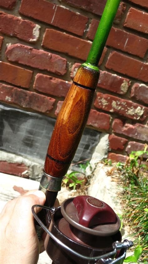 Vintage Hardwood Handle Fiberglass Fishing Pole Restoring Bushcraft