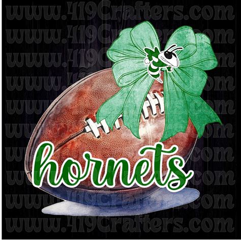 DIGITAL FILE Football with Coquette Bow Green and White Hornets – 4:19