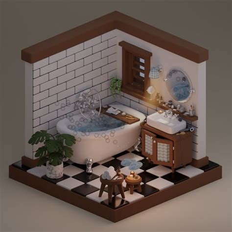 3D Bathroom Moonanaliza Isometric Blender 3d Artist