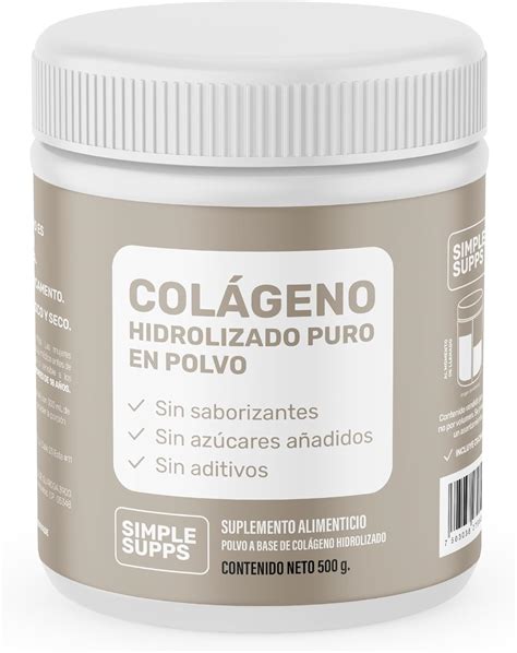 SIMPLESUPPS Colageno Hidrolizado 500g Por Tarro Porciones De 10 G