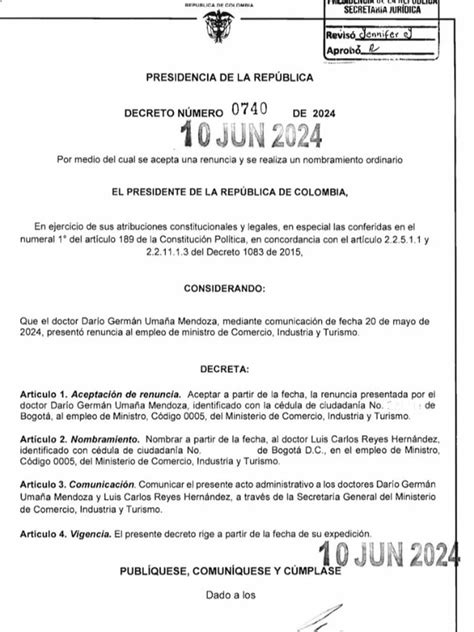 Luis Carlos Reyes El Ex Director De La Dian Ya Es Oficialmente El Nuevo Ministro De Comercio