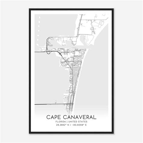 Cape Canaveral Florida Map Poster, Modern Home Decor Wall Art Print