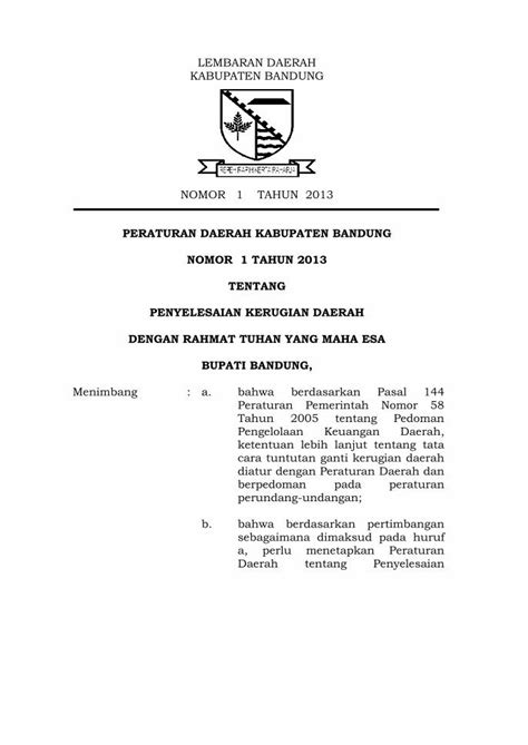 Pdf Peraturan Daerah Kabupaten Bandung Nomor Tahun Jdih Bandungkab